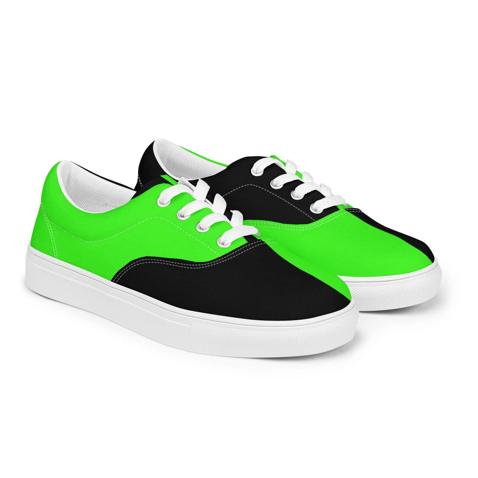 Women’s lace-up canvas shoes Neon Green